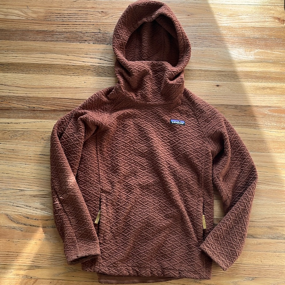 Patagonia Women’s Fleece High Neck Hoodie- Size Small, Burnt Orange, Like New